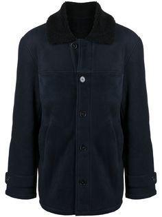 Officine Generale пальто с меховой отделкой
