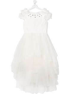 Monnalisa платье с тюлем и кристаллами