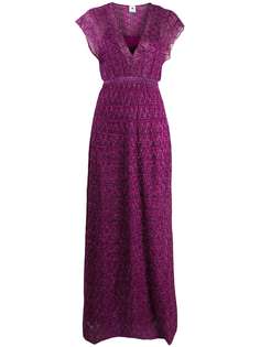 M Missoni трикотажное платье макси с узором зигзаг