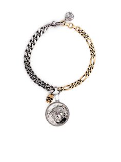 Alexander McQueen двухцветный браслет с подвеской Skull