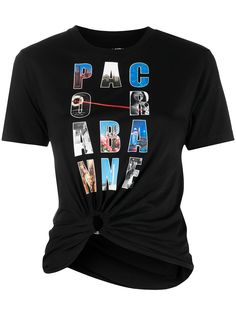 Paco Rabanne футболка со сборками и логотипом