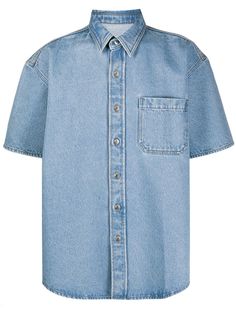 Nanushka джинсовая рубашка с короткими рукавами