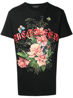 Alexander McQueen футболка с цветочным принтом и логотипом