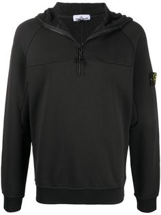 Stone Island худи с воротником на молнии и логотипом