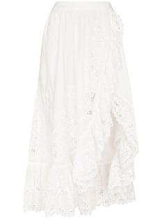 Zimmermann юбка Lulu с запахом и кружевом