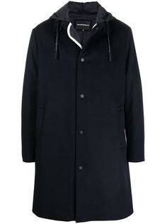Emporio Armani пальто с капюшоном и кулиской