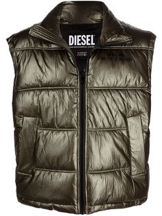 Diesel дутый жилет с эффектом металлик