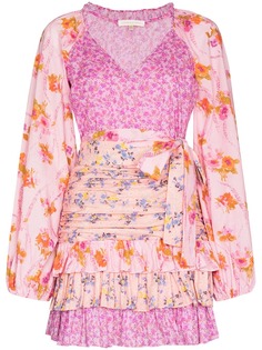 LoveShackFancy платье мини Rina с цветочным принтом