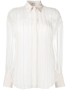 Brunello Cucinelli прозрачная блузка Dazzling Regimental