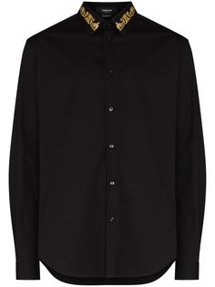 Versace рубашка с вышивкой и длинными рукавами