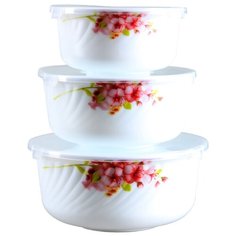 ROSENBERG Набор круглых контейнеров 400 мл, 800мл, 1400мл белый/розовый/красный