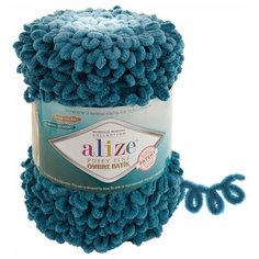 Пряжа Alize Puffy Fine Ombre Batik, 100 % полиэстер, 500 г, 73 м, 7263 темная бирюза