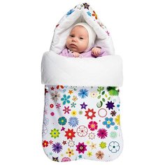 Конверт-мешок МиМиМи замний Весна Цветы белый/цветы 62 см