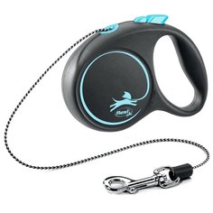 Поводок-рулетка для собак Flexi Black Design XS тросовый голубой 3 м