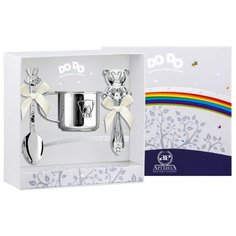 АргентА Набор для малышей DODO "Мишка - малыш" с позолотой с эмалью (3 предмета кружка + ложка Медведь + погремушка Медвежонок)