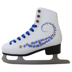Фигурные коньки Novus AFSK-20 белый/синий/сине-коричневые звезды р. 38