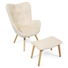 Дизайнерское кресло TetChair Secret De Maison Kontour с оттоманкой (mod.1534L) размер: 67х76 см, обивка: ткань, цвет: бежевый