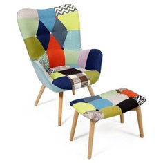 Дизайнерское кресло TetChair Secret De Maison Kontour с оттоманкой (mod.1534L) размер: 67х76 см, обивка: ткань, цвет: мультиколор