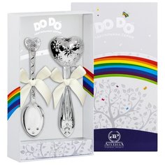 АргентА Набор для малышей DODO "Сердце с цветами" (погремушка Сердце с цветами + ложка Сердце с цветами)