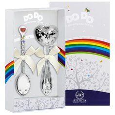 АргентА Набор для малышей DODO "Сердечко" (погремушка Сердце с цветами + ложка Сердечко с эмалью)