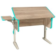 Стол ДЭМИ стол+боковая полка СУТ-41 "MEDIUM" (750х550) 100x55 см дуб/аквамарин/бежевый