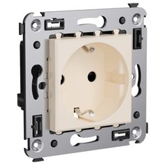 Розетка DKC 4405003,16А, с защитной шторкой, с заземлением, ванильная дымка