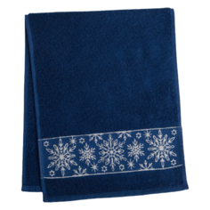 Этель полотенце Снежинки ажурные для рук 30х70 см синий