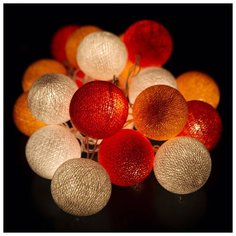 Гирлянда ВИГВАМиЯ Cotton balls 300 см, 20 ламп, белый/оранжевый