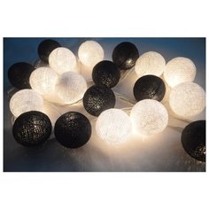 Гирлянда ВИГВАМиЯ Cotton balls 300 см, 20 ламп, белый/черный