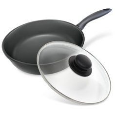 Сковорода NEVA Black N126K 26 см с крышкой, черный Нева
