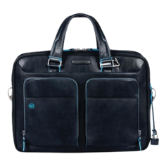 Сумка мессенджер PIQUADRO, натуральная кожа, синий