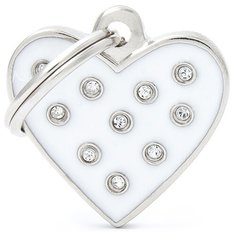 Адресник на ошейник My Family Colors Chic Сердце белый