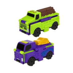 Машинка 1 TOY Transcar Double 2 в 1: Лесовоз/Автовоз (Т18283) 8 см зеленый/фиолетовый