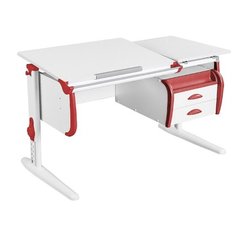 Парта ДЭМИ СУТ-25-03 с тумбой в 2 ящика 120x55 см белый/красный/белый