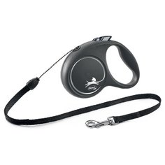 Поводок-рулетка для собак Flexi Black Design S тросовый черный 5 м