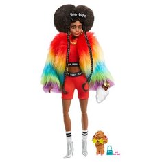 Кукла Barbie Extra Doll #1 in Rainbow Coat with Pet Poodle, GVR04