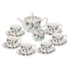 Чайный сервиз Lefard Райские яблочки 275-1143, 6 персон белый/серый