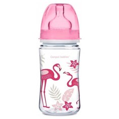 Canpol Babies Бутылочка антиколиковая с широким горлом 240 мл Джунгли с 3 мес., розовый