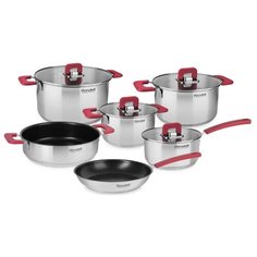 Набор посуды Rondell Savvy RDS-1189 10 пр. серебристый/красный