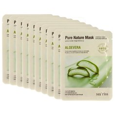 Secriss маска тканевая Pure Nature Mask Pack Aloevera укрепляющая с экстрактом алоэ вера, 25 мл, 10 шт.