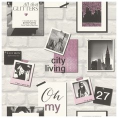 Обои бумажные Rasch Kids & Teens III Kids Teens 0.53х10.5м серый/розовый