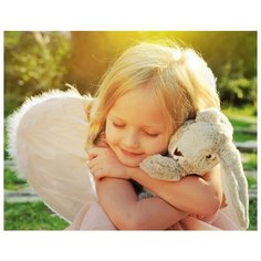 Рыжий кот Картина по номерам "Ангелок с зайчонком" 30х40 см (Х-6563)