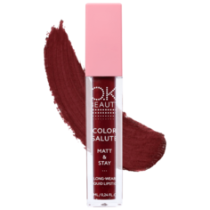 OK Beauty жидкая помада для губ Color Salute Matt & Stay стойкая матовая, оттенок wild