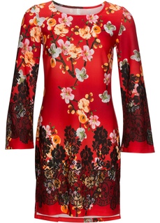 Трикотажное платье с цветочным принтом Bonprix