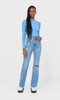 Stradivarius Укороченный Бесшовный Топ Женская Коллекция Синий S