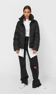 Stradivarius Стеганая Куртка С Высоким Воротником Женская Коллекция Черный M