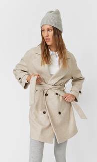 Stradivarius Трикотажный Тренч Женская Коллекция Цвет Камня L