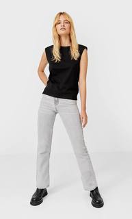 Stradivarius Топ С Подплечниками Женская Коллекция Черный Xs