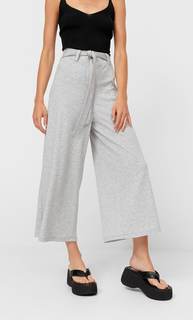 Stradivarius Трикотажные Брюки-Кюлоты С Поясом Женская Коллекция Пестро-Серый S