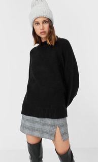 Stradivarius Свитер Из Валяной Пряжи Женская Коллекция Черный M